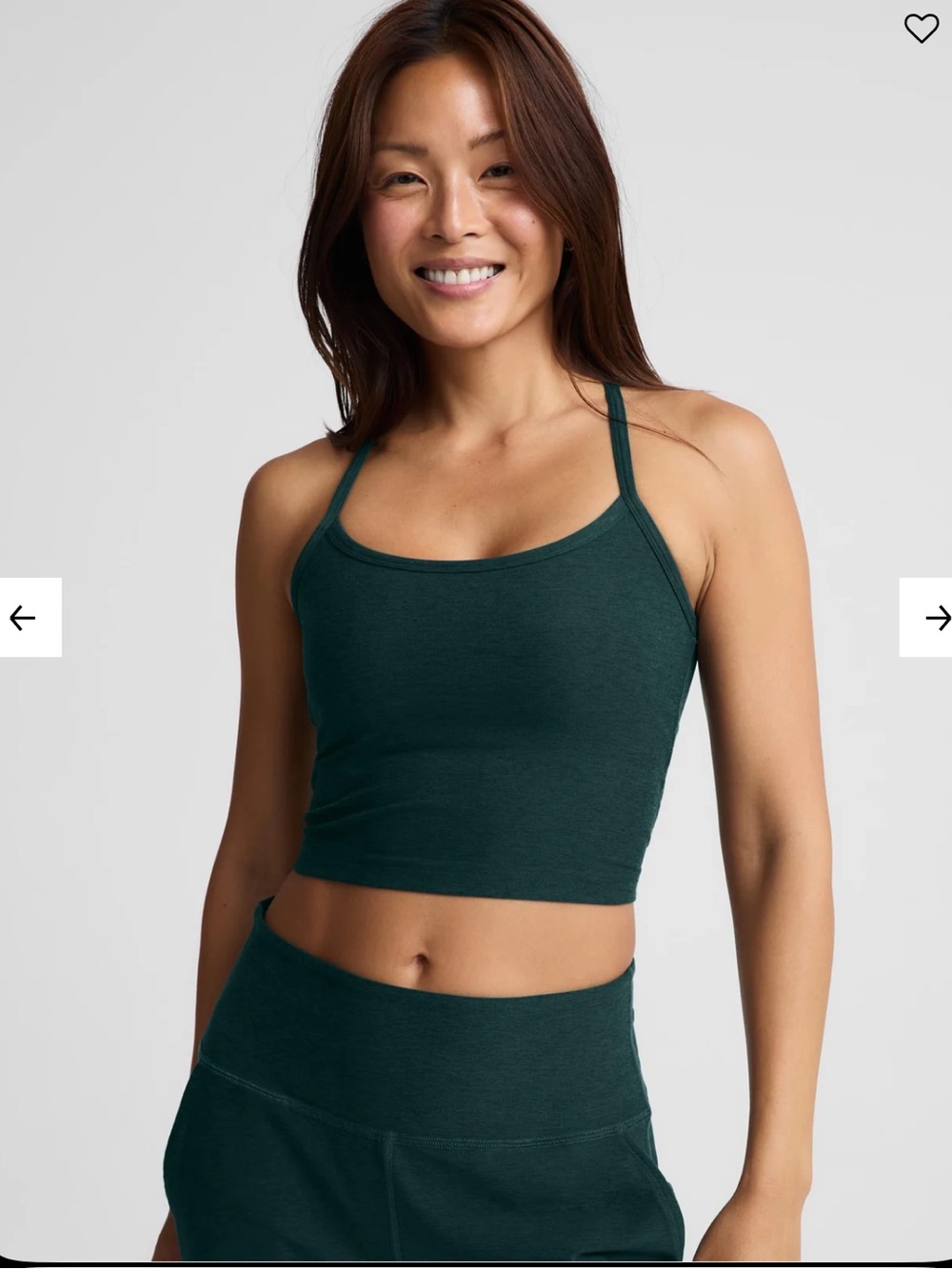 Beyond Yoga Spacedye Slim Racerback Cropped Tank, Dark Green